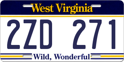 WV license plate 2ZD271