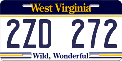 WV license plate 2ZD272