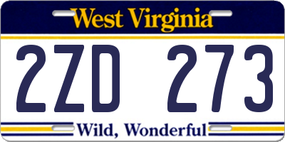 WV license plate 2ZD273