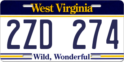WV license plate 2ZD274