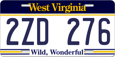WV license plate 2ZD276