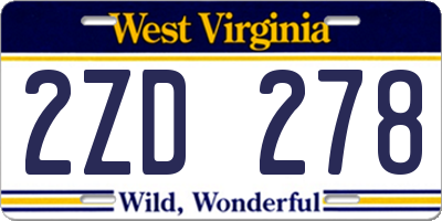 WV license plate 2ZD278