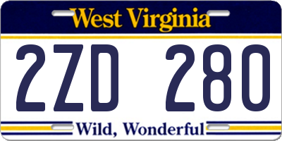 WV license plate 2ZD280