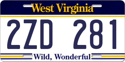 WV license plate 2ZD281