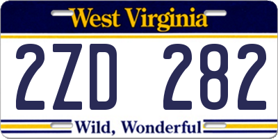 WV license plate 2ZD282