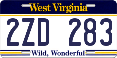WV license plate 2ZD283