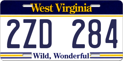 WV license plate 2ZD284