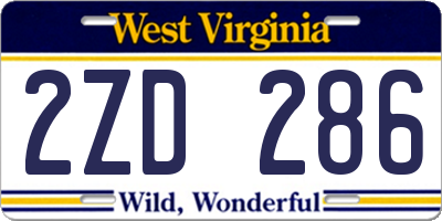 WV license plate 2ZD286