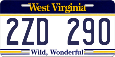 WV license plate 2ZD290