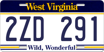 WV license plate 2ZD291