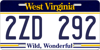 WV license plate 2ZD292