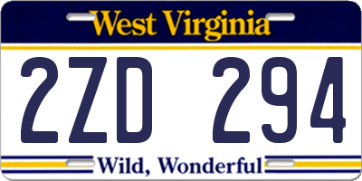 WV license plate 2ZD294