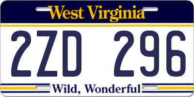 WV license plate 2ZD296