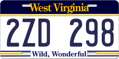 WV license plate 2ZD298