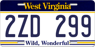 WV license plate 2ZD299