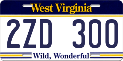 WV license plate 2ZD300