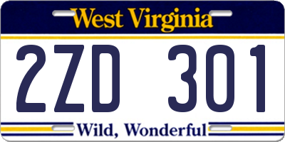WV license plate 2ZD301
