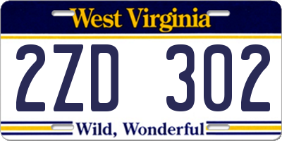 WV license plate 2ZD302