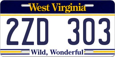 WV license plate 2ZD303