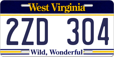 WV license plate 2ZD304