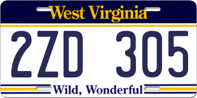 WV license plate 2ZD305