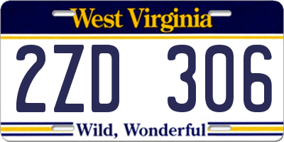 WV license plate 2ZD306