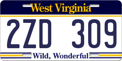 WV license plate 2ZD309