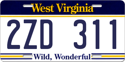WV license plate 2ZD311