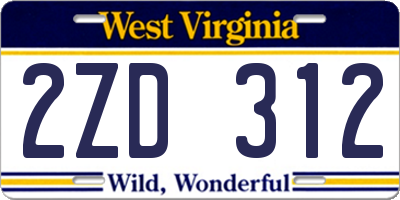WV license plate 2ZD312