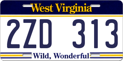 WV license plate 2ZD313
