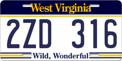 WV license plate 2ZD316