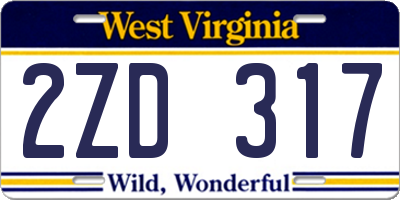 WV license plate 2ZD317