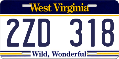 WV license plate 2ZD318