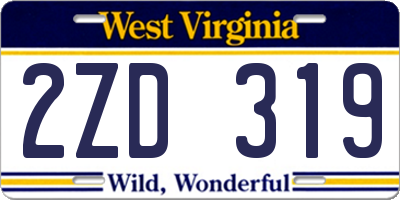 WV license plate 2ZD319