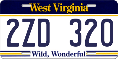 WV license plate 2ZD320
