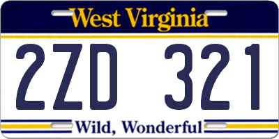 WV license plate 2ZD321