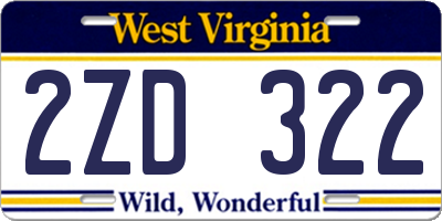 WV license plate 2ZD322