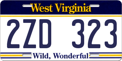 WV license plate 2ZD323
