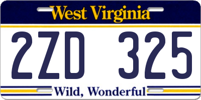 WV license plate 2ZD325