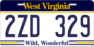 WV license plate 2ZD329