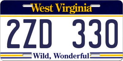 WV license plate 2ZD330