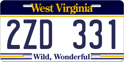 WV license plate 2ZD331