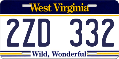 WV license plate 2ZD332