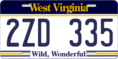WV license plate 2ZD335