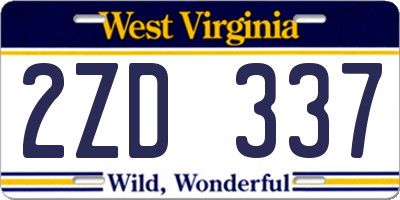 WV license plate 2ZD337