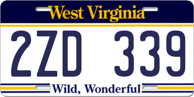 WV license plate 2ZD339