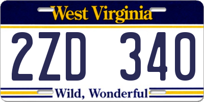 WV license plate 2ZD340