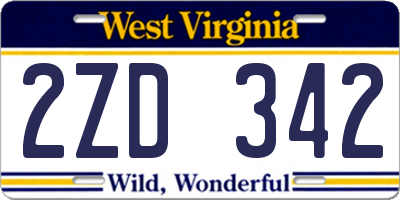WV license plate 2ZD342