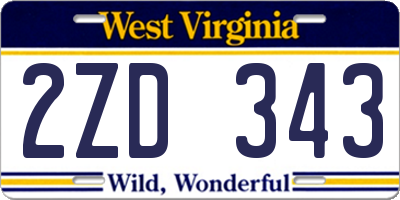 WV license plate 2ZD343