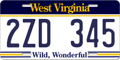 WV license plate 2ZD345